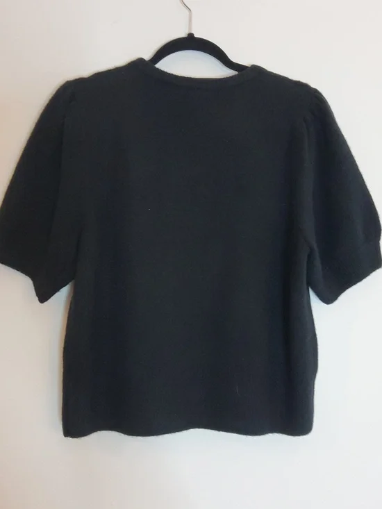 CeCe Black Knit Top with White Bow Cluster - Picture 3 of 4